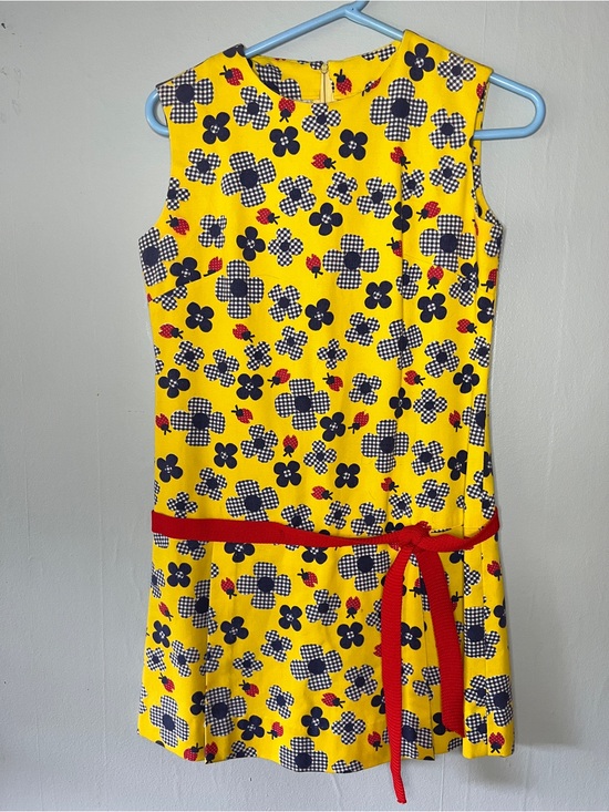 Handmade Vintage Dresses & Skirts - Yellow Floral Print handmade Vintage 60’s dress-Small women’s